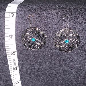 Black metal w/ Turquoise gem earrings